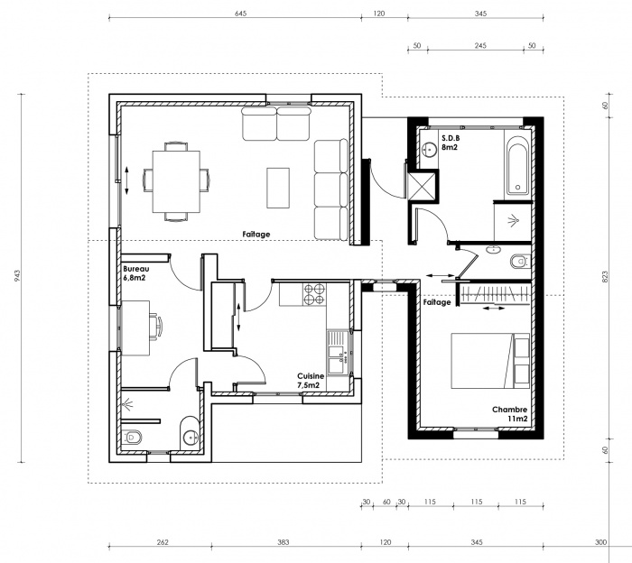 extension d'une maison individuelle : PLAN